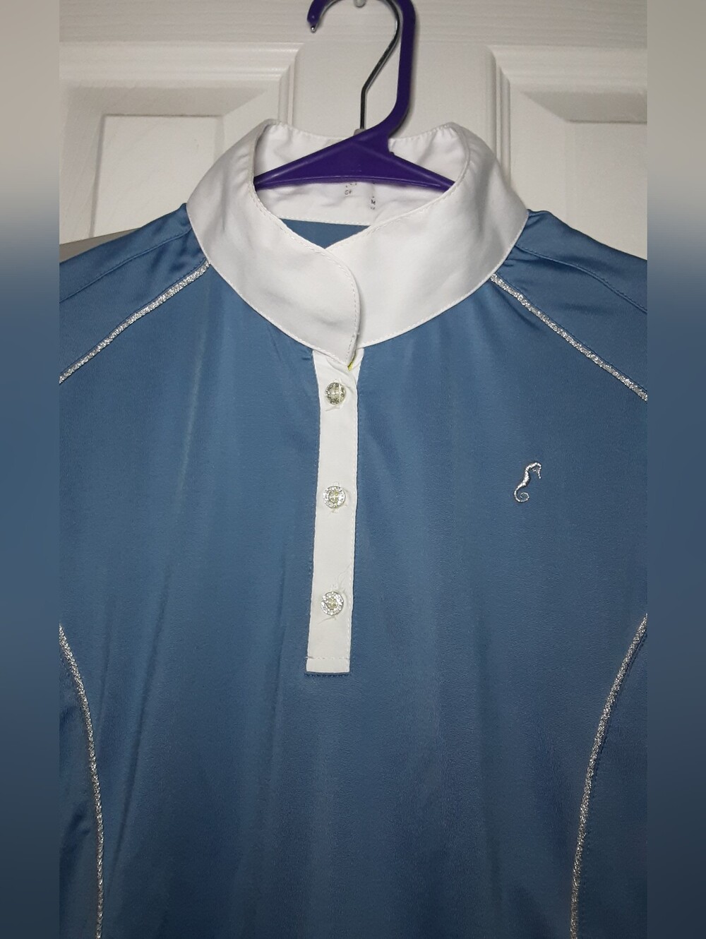 Women’s Light Blue Equestrian Riding Shirt - Picture 4 of 6